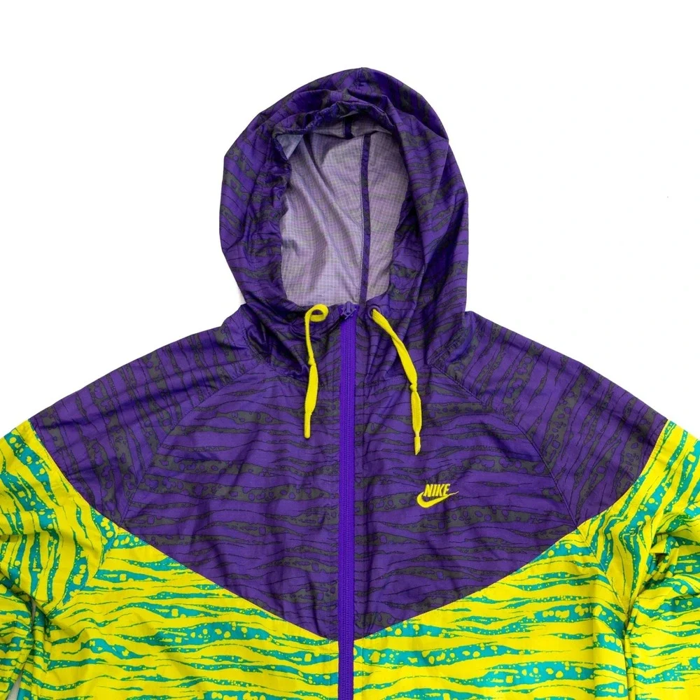 Nike Windbreaker Jacket‎ Vintage Colorblock Purple Yellow Hooded Zip S Retro Y2K